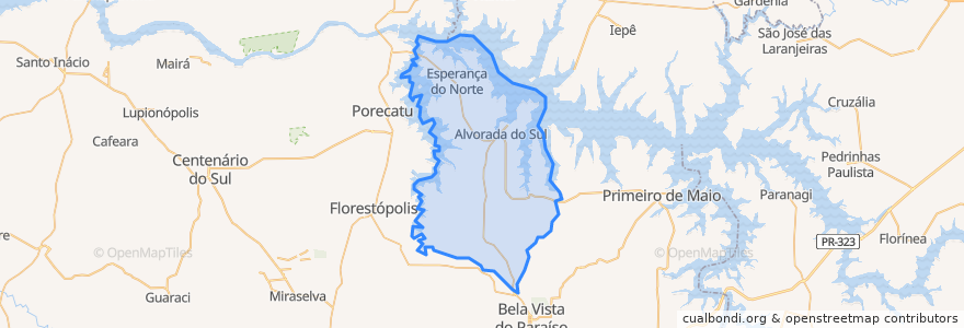 Mapa de ubicacion de Alvorada do Sul.