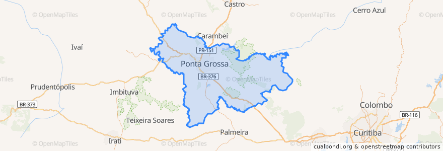 Mapa de ubicacion de Ponta Grossa.