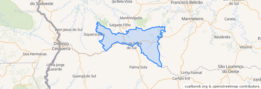 Mapa de ubicacion de Flor da Serra do Sul.