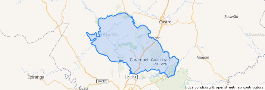 Mapa de ubicacion de Carambeí.