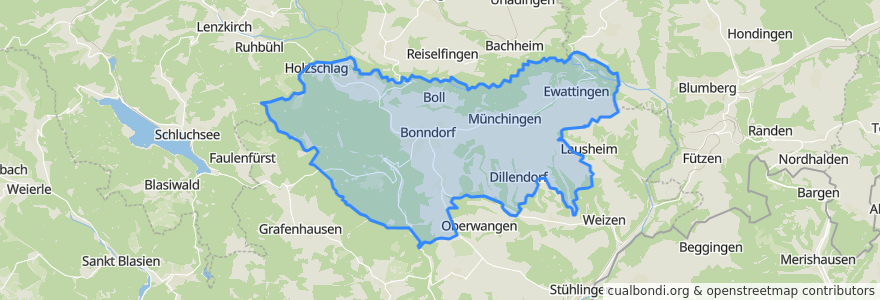 Mapa de ubicacion de Verwaltungsgemeinschaft Bonndorf im Schwarzwald.