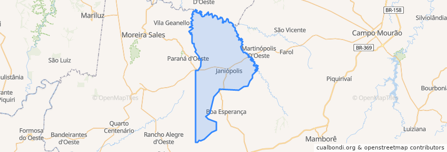 Mapa de ubicacion de Janiópolis.