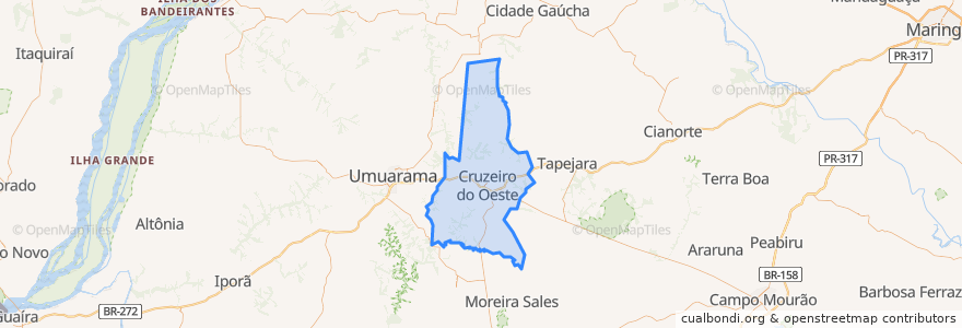 Mapa de ubicacion de Cruzeiro do Oeste.