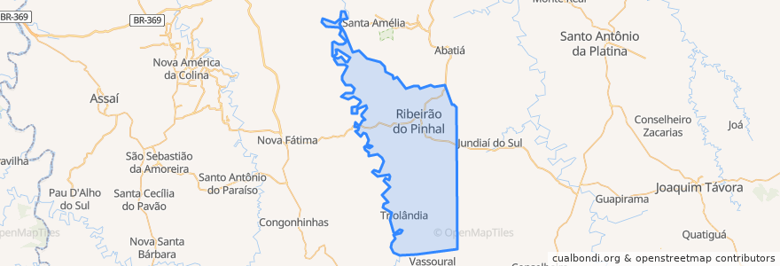 Mapa de ubicacion de Ribeirão do Pinhal.