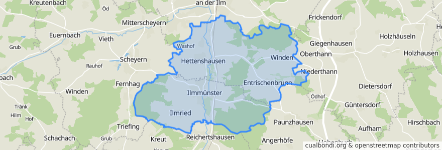 Mapa de ubicacion de Ilmmünster.