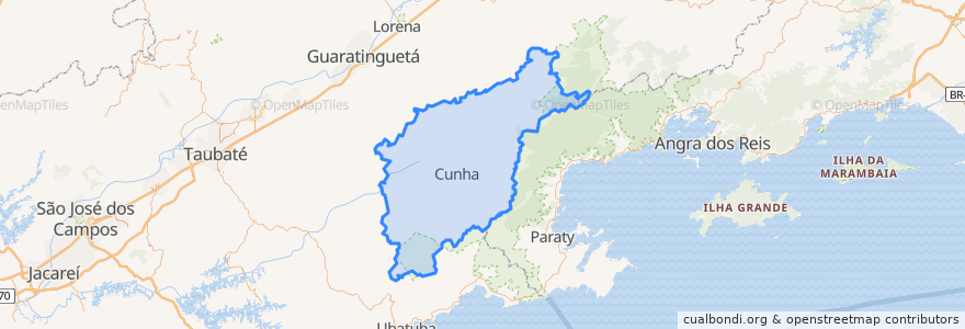 Mapa de ubicacion de Cunha.