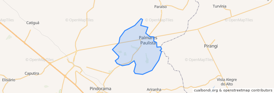 Mapa de ubicacion de Palmares Paulista.