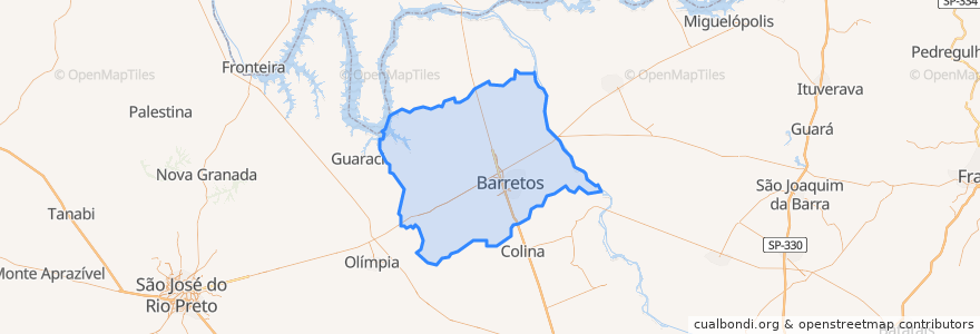 Mapa de ubicacion de Barretos.