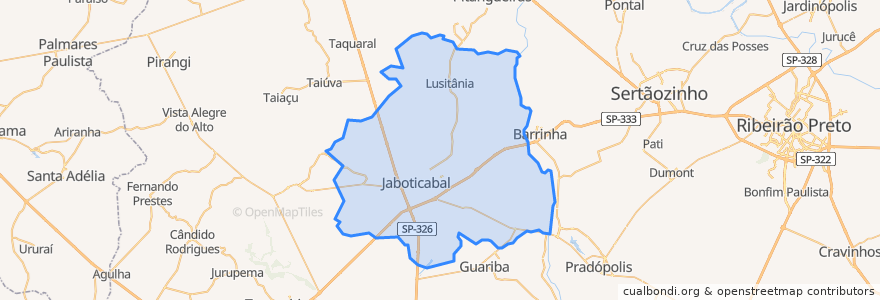 Mapa de ubicacion de Jaboticabal.