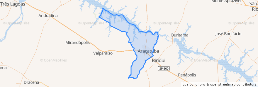 Mapa de ubicacion de Araçatuba.