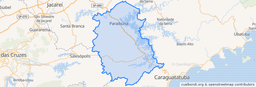 Mapa de ubicacion de Paraibuna.