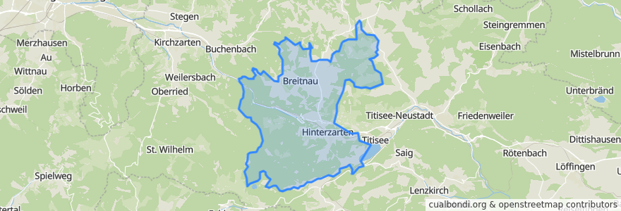 Mapa de ubicacion de Verwaltungsgemeinschaft Hinterzarten.