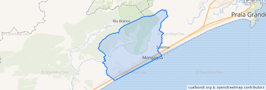 Mapa de ubicacion de Mongaguá.