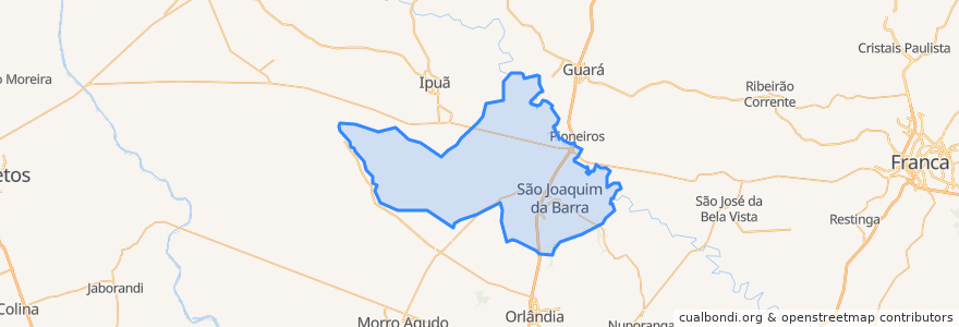 Mapa de ubicacion de São Joaquim da Barra.