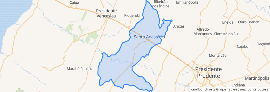 Mapa de ubicacion de Santo Anastácio.