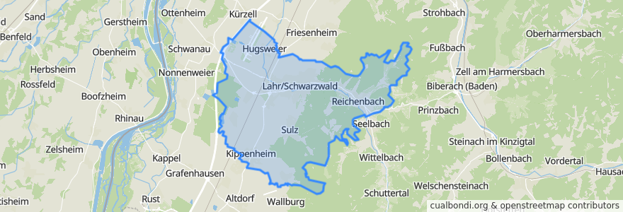 Mapa de ubicacion de Verwaltungsgemeinschaft Lahr/Schwarzwald.