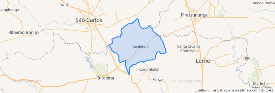 Mapa de ubicacion de Analândia.