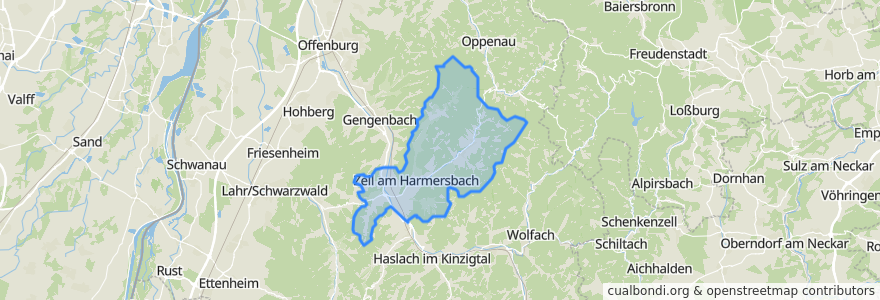 Mapa de ubicacion de Verwaltungsgemeinschaft Zell am Harmersbach.