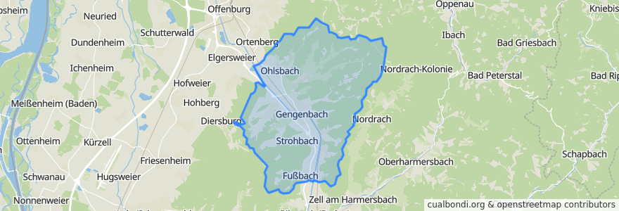 Mapa de ubicacion de Verwaltungsgemeinschaft Gengenbach.