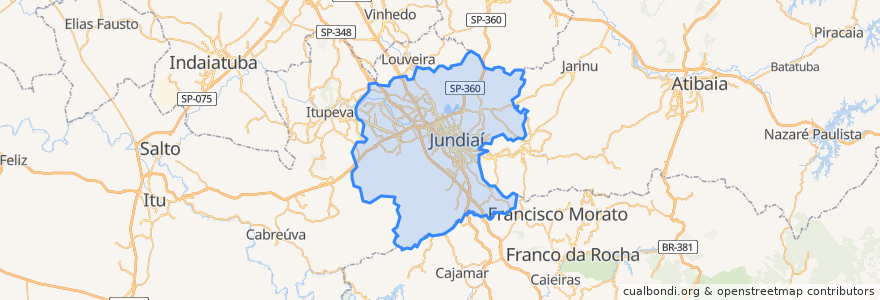 Mapa de ubicacion de Jundiaí.