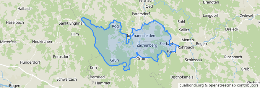 Mapa de ubicacion de Ruhmannsfelden (VGem).