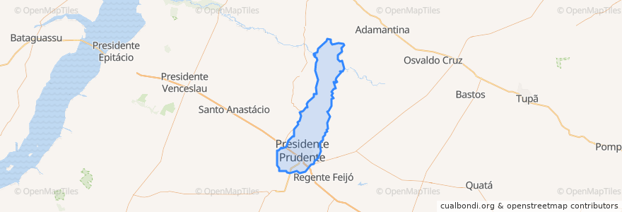 Mapa de ubicacion de Presidente Prudente.