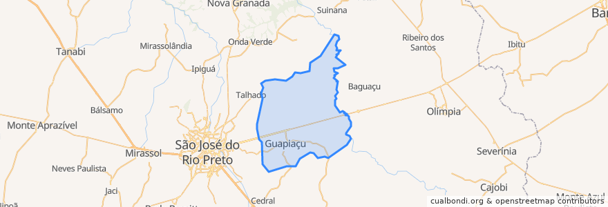 Mapa de ubicacion de Guapiaçu.