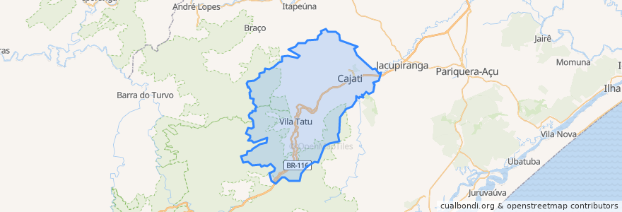 Mapa de ubicacion de Cajati.