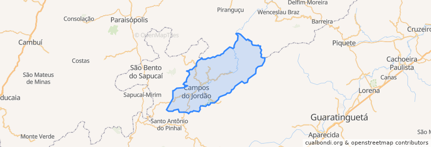 Mapa de ubicacion de Campos do Jordão.