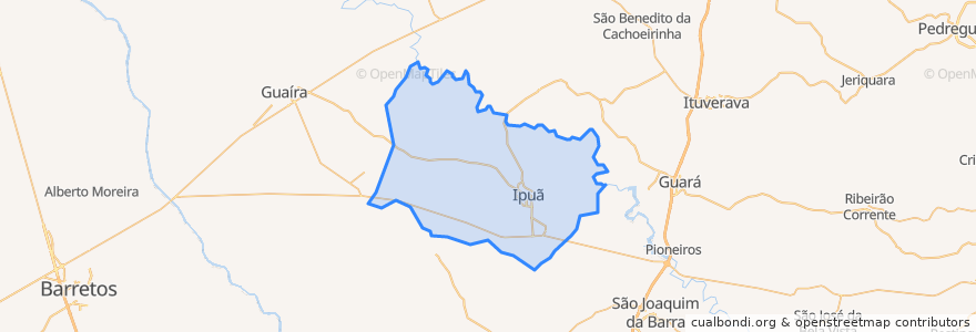 Mapa de ubicacion de Ipuã.