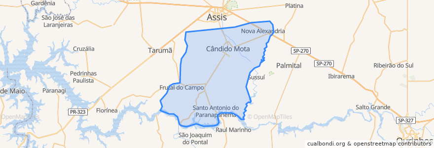 Mapa de ubicacion de Cândido Mota.