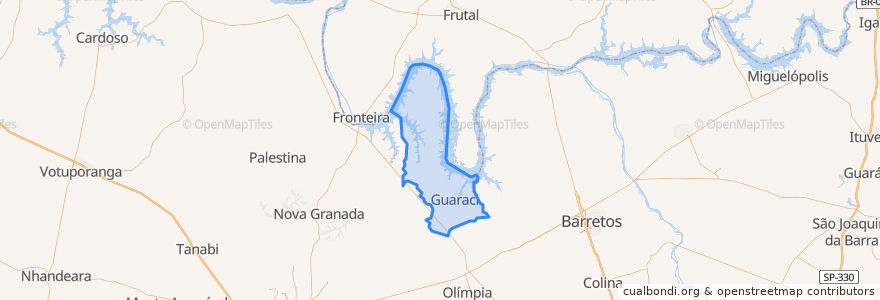 Mapa de ubicacion de Guaraci.