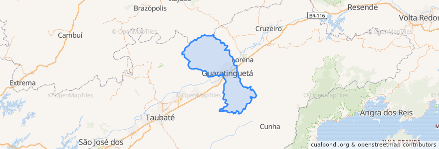 Mapa de ubicacion de Guaratinguetá.