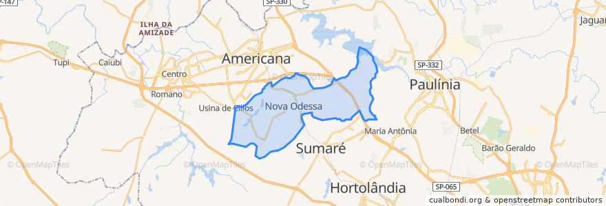 Mapa de ubicacion de Nova Odessa.