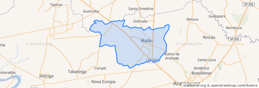 Mapa de ubicacion de Matão.