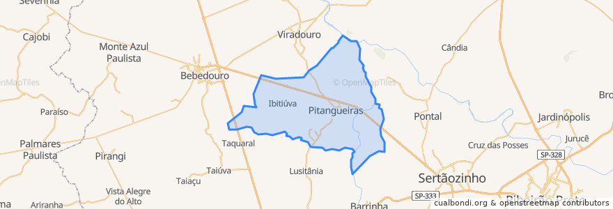 Mapa de ubicacion de Pitangueiras.