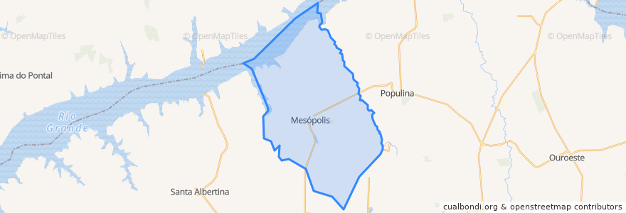 Mapa de ubicacion de Mesópolis.