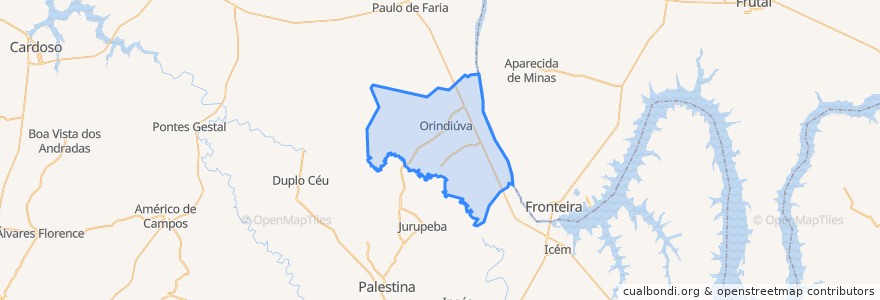 Mapa de ubicacion de Orindiúva.