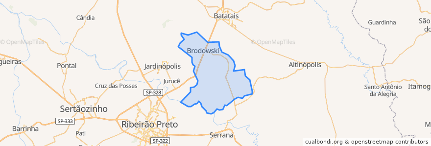 Mapa de ubicacion de Brodowski.