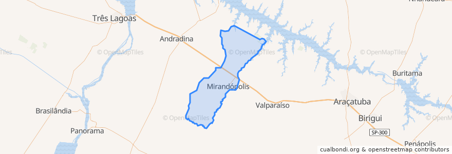 Mapa de ubicacion de Mirandópolis.