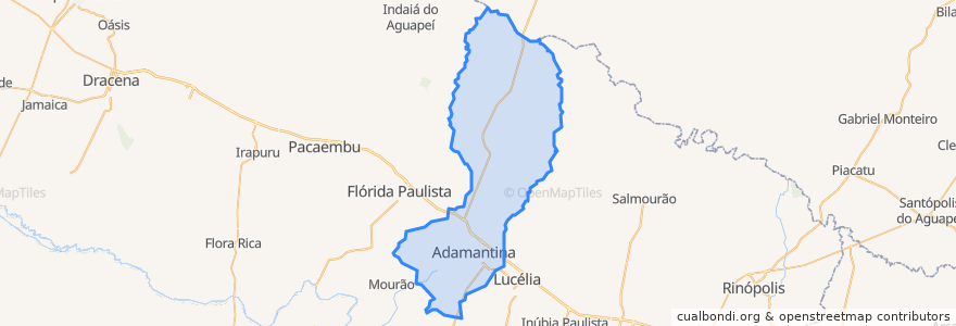 Mapa de ubicacion de Adamantina.