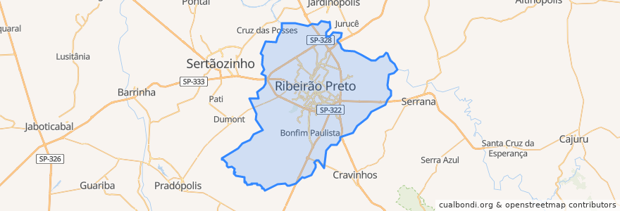 Mapa de ubicacion de Ribeirão Preto.