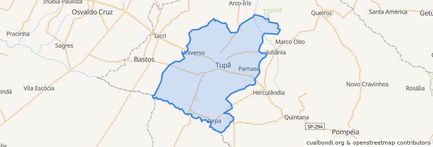 Mapa de ubicacion de Tupã.