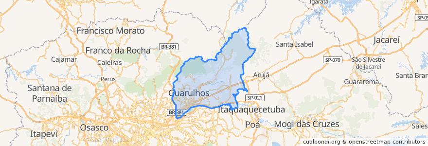 Mapa de ubicacion de Guarulhos.