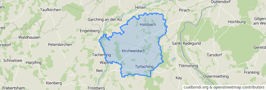 Mapa de ubicacion de Kirchweidach (VGem).