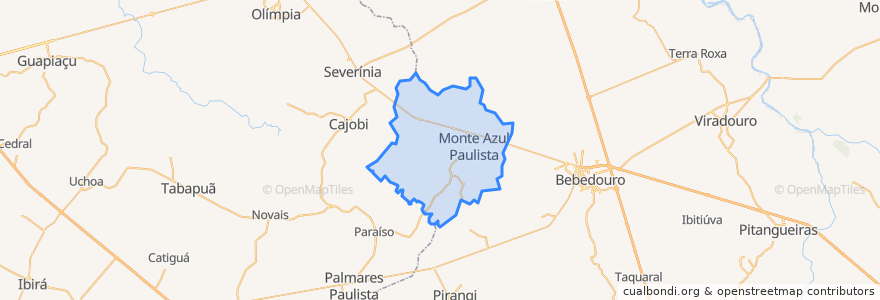 Mapa de ubicacion de Monte Azul Paulista.