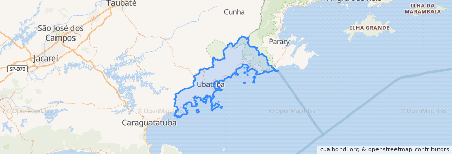 Mapa de ubicacion de Ubatuba.