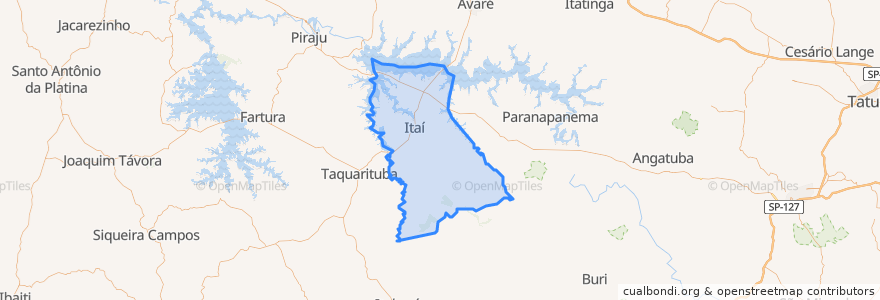 Mapa de ubicacion de Itaí.