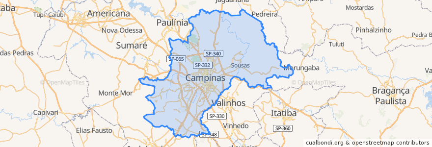 Mapa de ubicacion de Campinas.