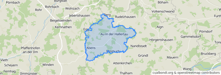 Mapa de ubicacion de Au in der Hallertau.